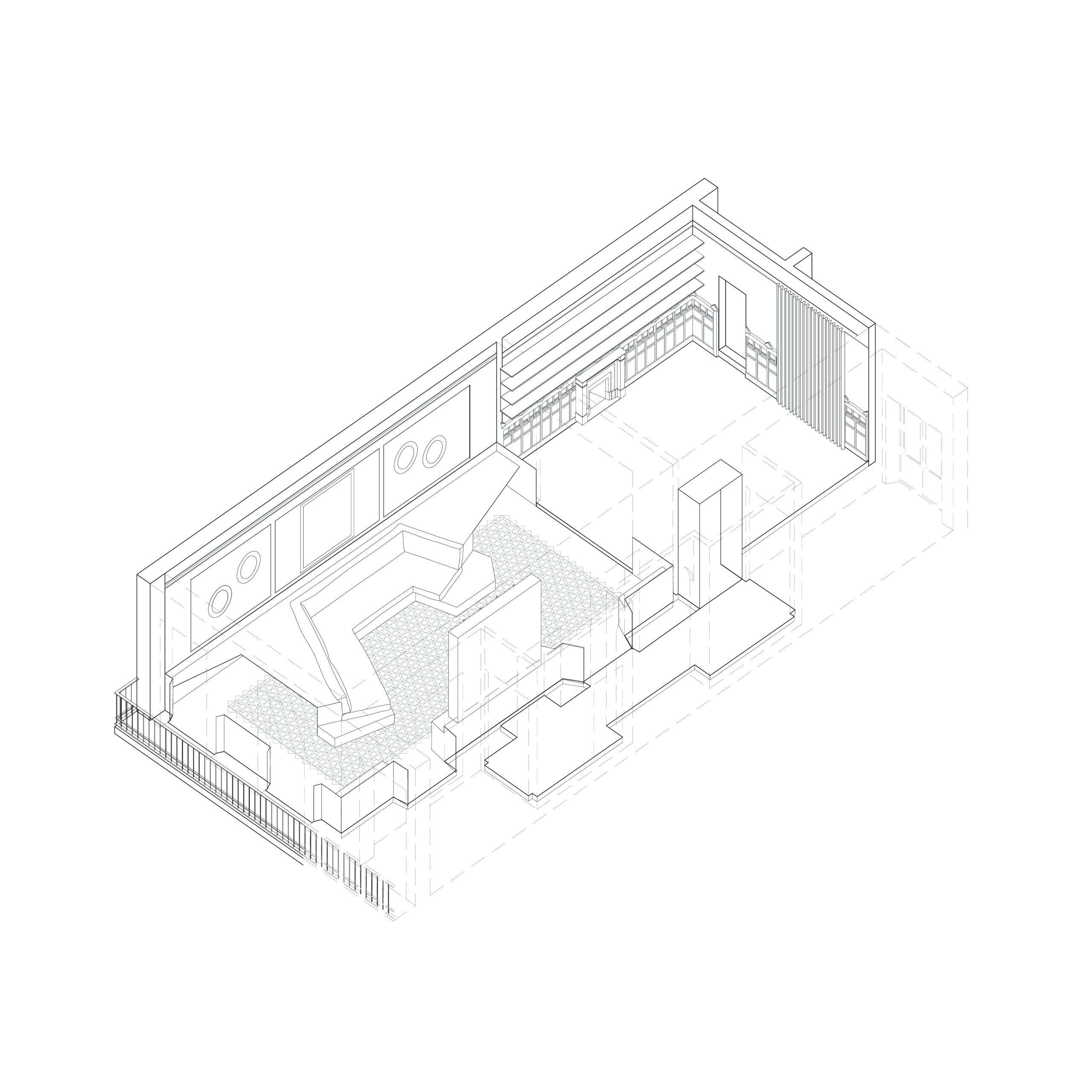 071-LA CASA DEL PIRATA-Axonometria CORTINA